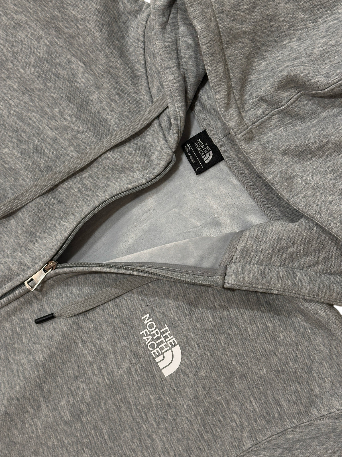 THE NORTH FACE 男女款 LOGO連帽外套 刷毛 棉質 灰色