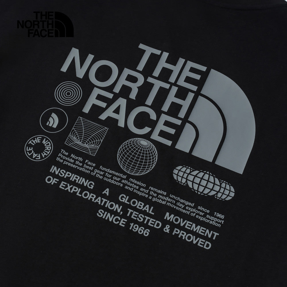 T️he North Face北臉男款黑色純棉大尺寸印花短袖T恤