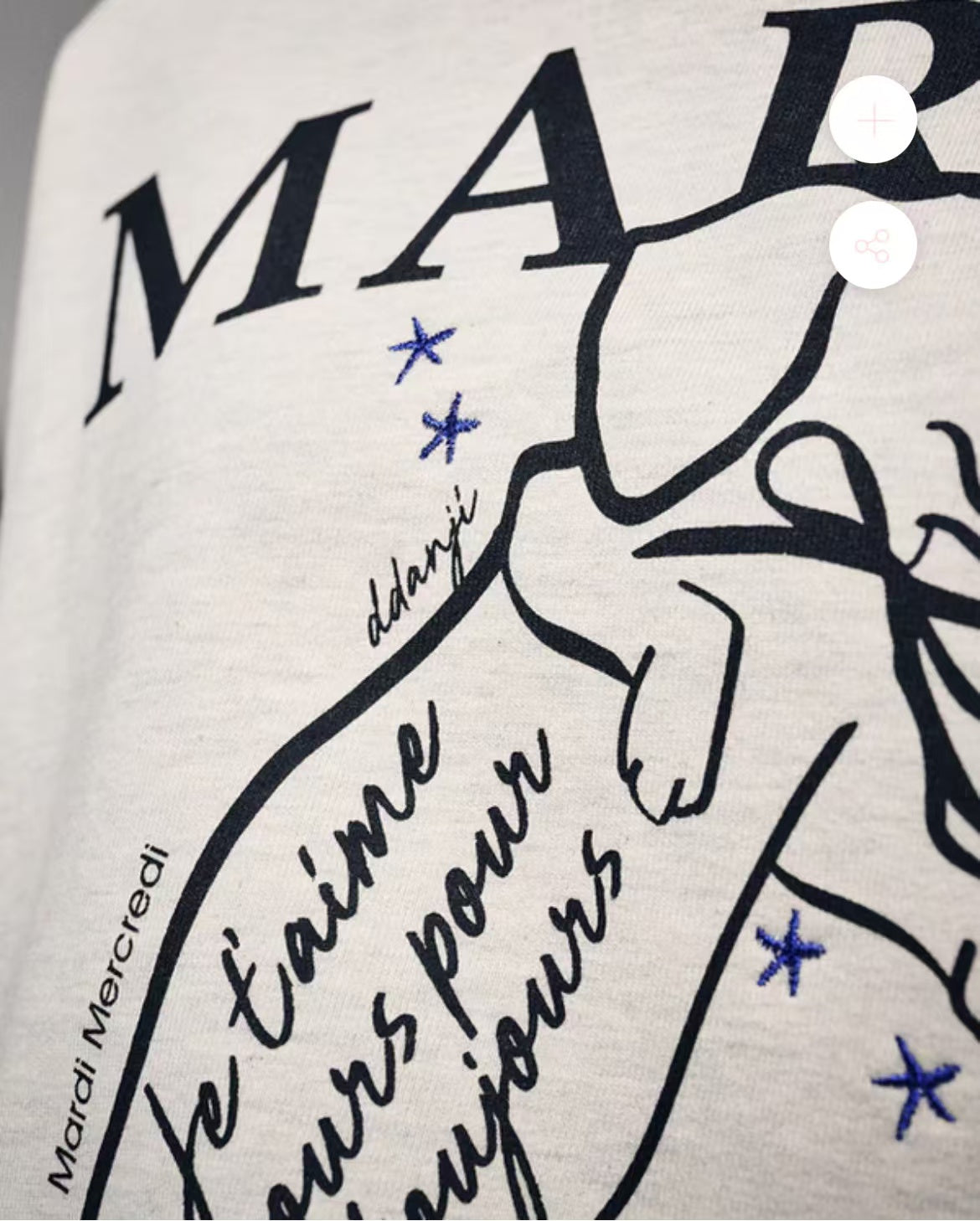 MARDI MERCREDI 印花大學TEE 白色 經典臘腸狗 蝴蝶結 純棉