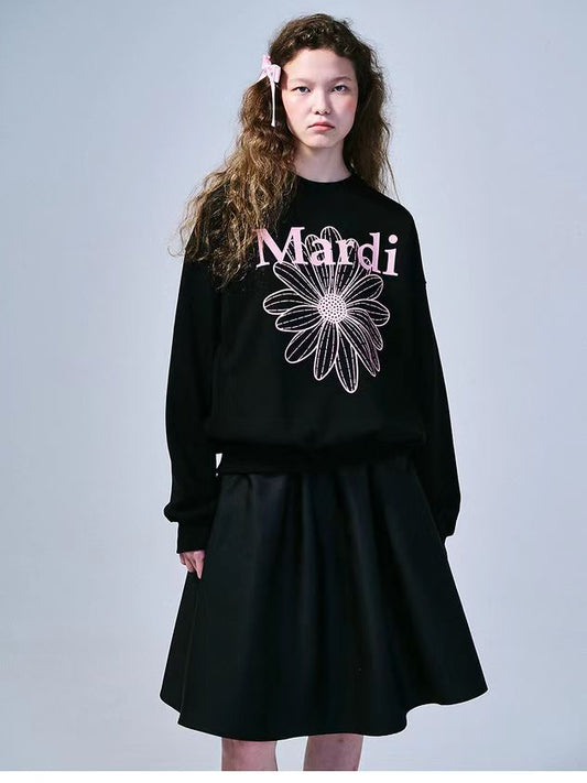 MARDI MERCREDI 印花大學TEE 黑色 經典小雛菊 純棉