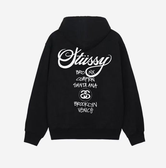 stussy zip hoodie 世界巡遊 連帽外套