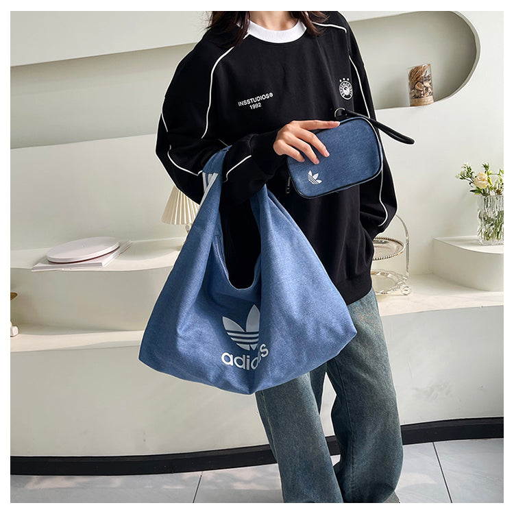Adidas Originals logo 大容量 雲朵包 肩背包 小錢包 牛仔黑 牛仔藍