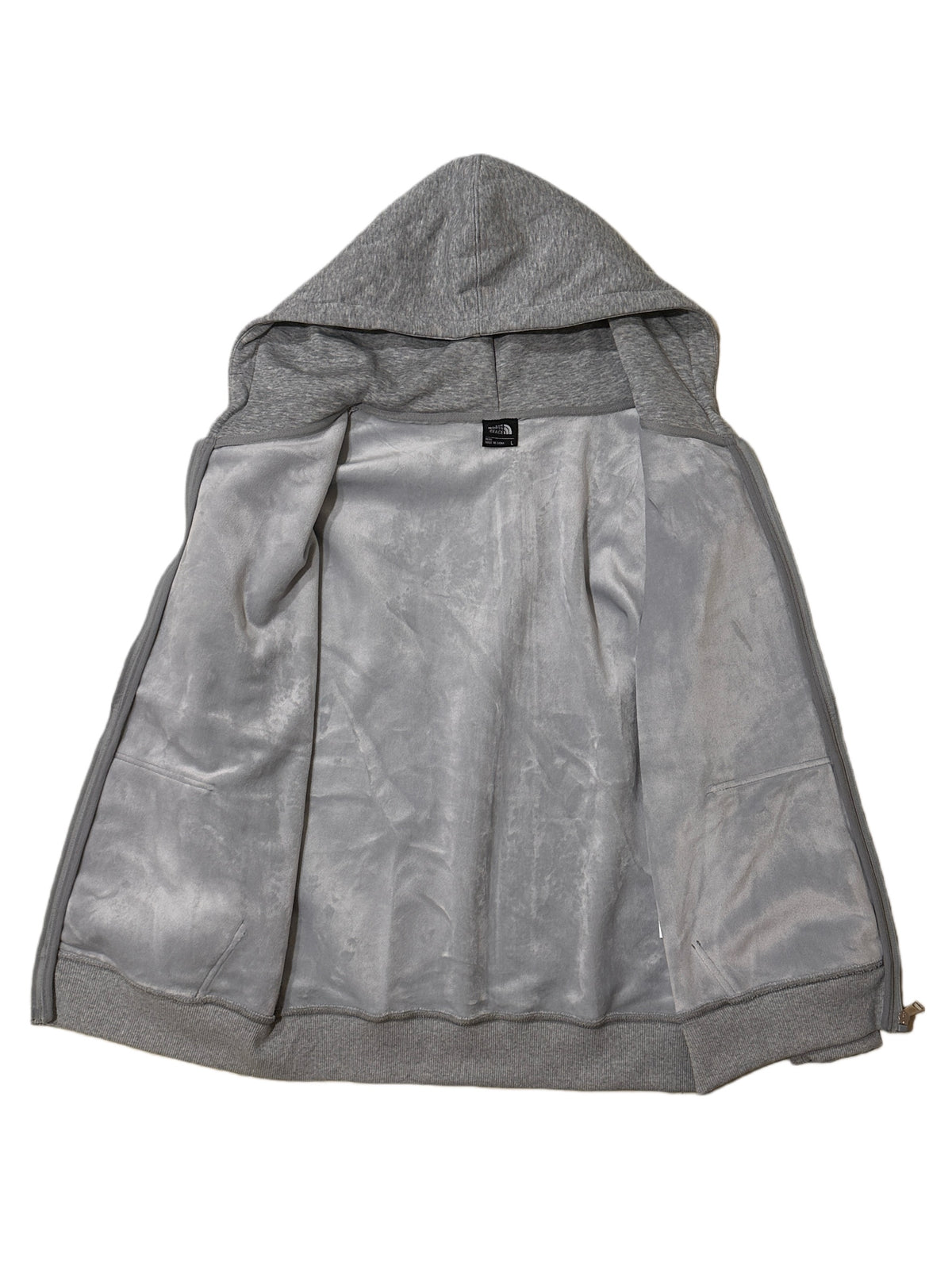 THE NORTH FACE 男女款  LOGO連帽外套 刷毛 棉質 灰色